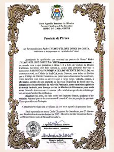 Padre Thiago Fellipe é nomeado Pároco de Saloá em solenidade de São Vicente de Paulo!