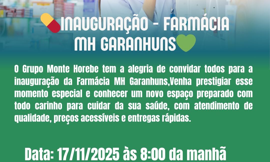 Nova Farmácia MH será inaugurada nesta segunda (17) em Garanhuns com muitas novidades e preços especiais!