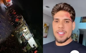 Ônibus de Núzio Medeiros tomba em rodovia e cantor faz desabafo forte após susto!