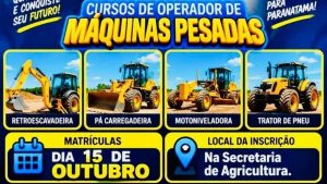 Paranatama abre inscrições para cursos de operador de máquinas pesadas pelo Projeto União!